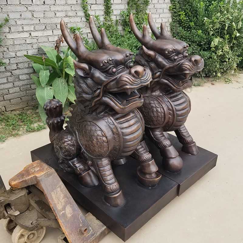 銅麒麟雕塑，銅麒麟擺件，鎮(zhèn)宅風(fēng)水麒麟